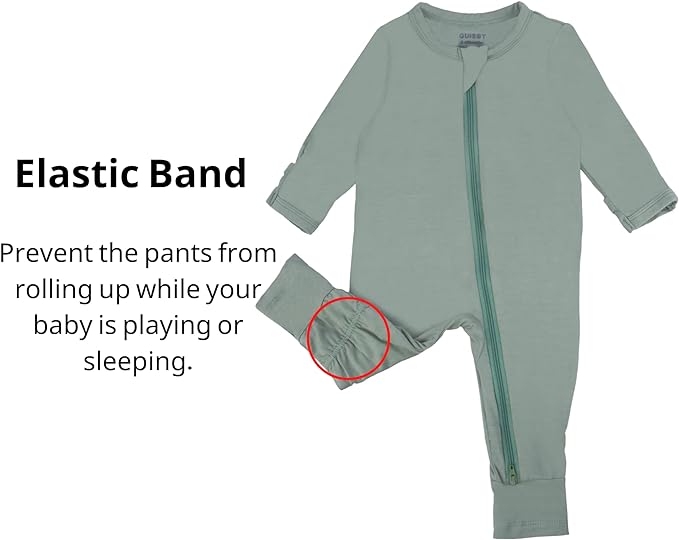 GUISBY Baby Pajamas with Mitten Cuffs - 3Pcs Girls Boys 2 Way Zipper Long Sleeve Rayon Sleepers