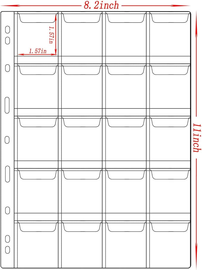 10 Sheets Coin Collection Supplies Pages, Coins Collecting Pocket Page - Image 2
