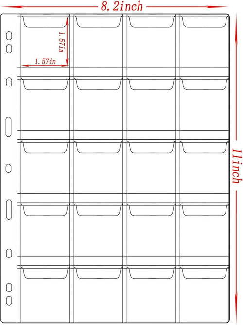 10 Sheets Coin Collection Supplies Pages, Coins Collecting Pocket Page - Image 2