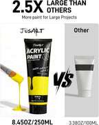 JusArt Yellow Acrylic Paint, 8.45oz/250ml Large Tube, Heavy Body Rich Pigment - Image 4
