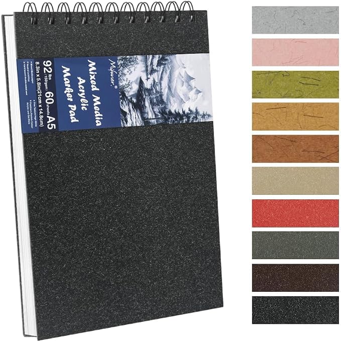8.3x5.8 Sketch Book, Top Spiral Bound Sketch Pad, 60sheets 92lb/150gsm Bright by E-WEICHEN