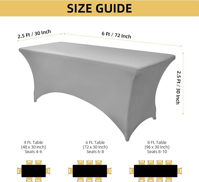 114 10-Pack 6ft Spandex Table Covers - Image 4