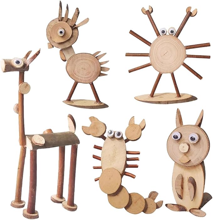 Natural Wood Craft Kit Tiny Unfinished Wooden Slices Assorted Shape Wood Pieces - Image 2
