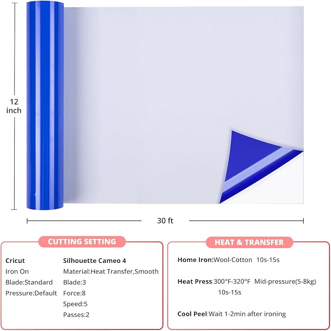 HTVRONT Royal Blue Heat Transfer Vinyl, Compatible - Image 5