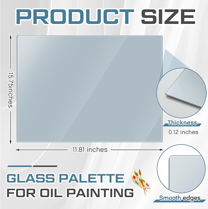 Nuanchu 1 Pcs 12 x 16 Inches Neutral Grey Tempered Glass Palette - Image 4