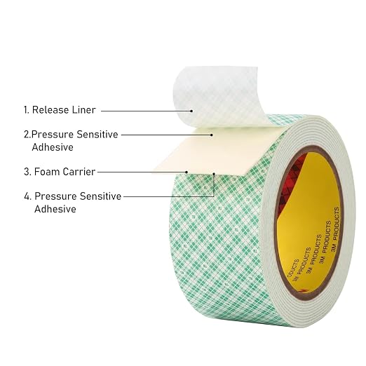 3M Double Sided Foam Tape 1" x 10Ft 2 Pack White | Double Coated Urethane - Image 4