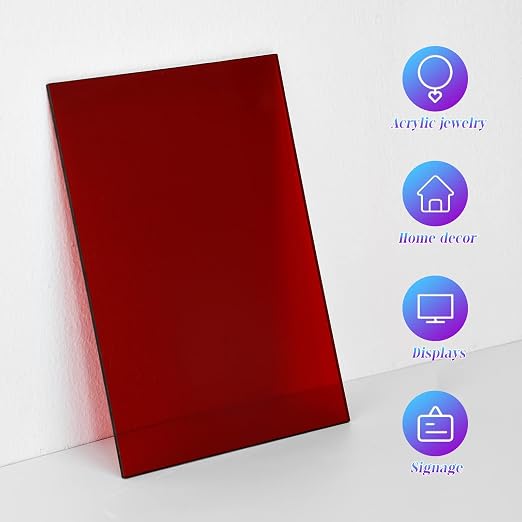 5 Pack Acrylic Sheet Red Transparent Colored Translucent Sheets Easy to Cut - Image 4
