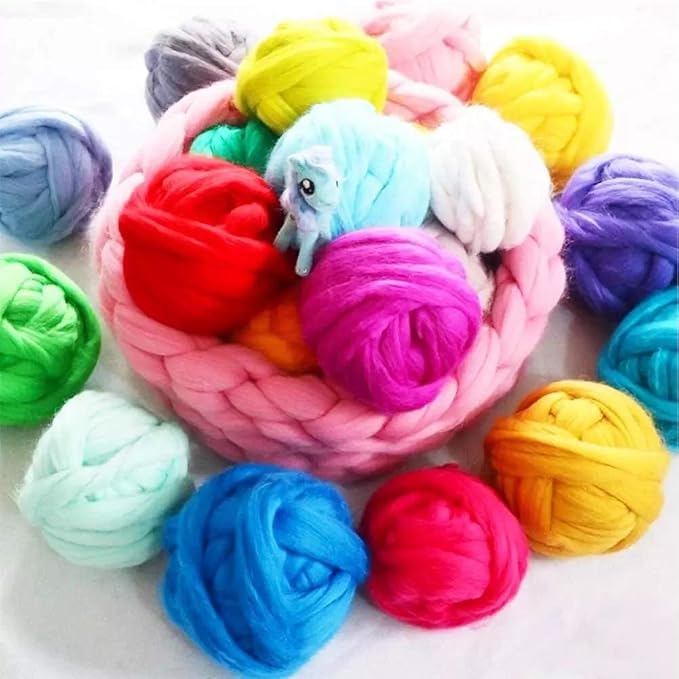 3.53oz Wool Roving, Wool Felting Supplies, Pure Wools, Chunky Yarn, Spinning - Image 9