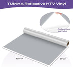 TUMIYA Heat Transfer Vinyl Reflective Light Gray HTV Roll, Reflective HTV Vinyl - Image 2