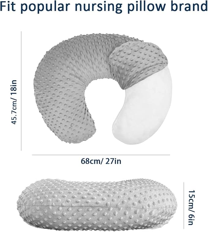 iEvolve Minky Nursing Pillow Cover Breast Feeding Pillow Cover Slipcover U Shape for Baby Boy Girl,Cover Only(Babyblue&White, Pack of 2)