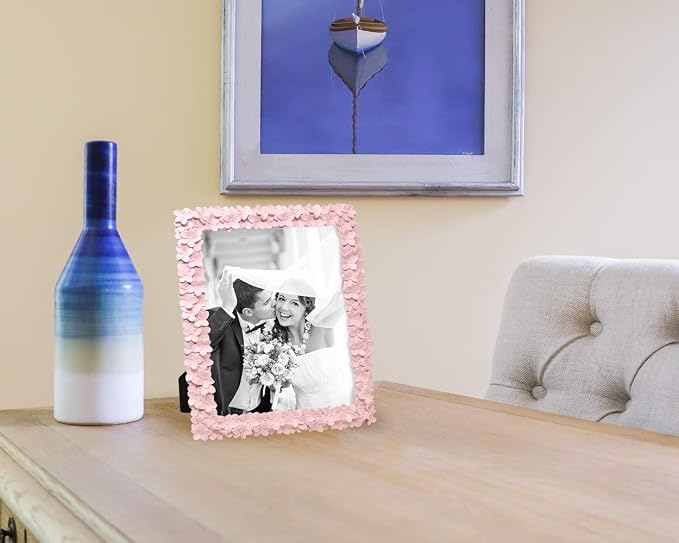 Laura Ashley 8x10 Pink Flower Textured Hand-Crafted Resin Picture Frame - Image 5