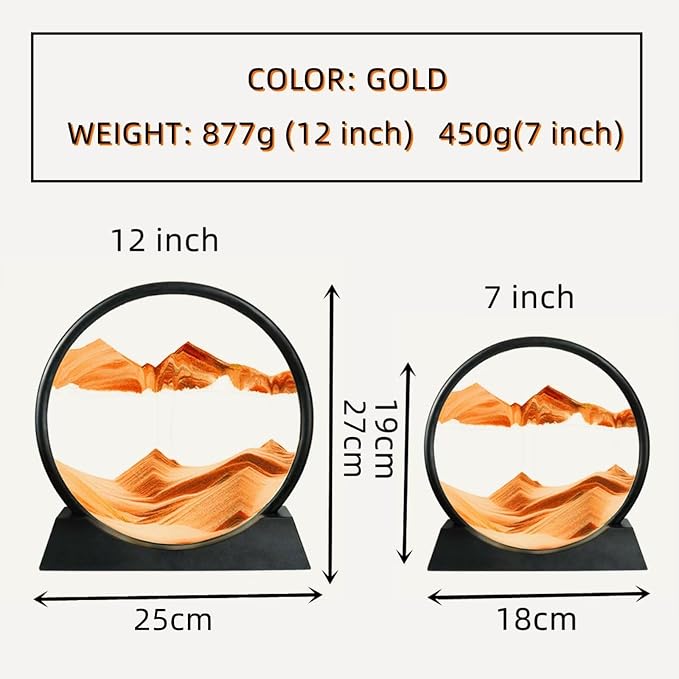 BGFJYUK Moving Sand Art Picture in Motion, Round Tempered Glass 3D Deep Sea - Image 5