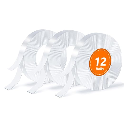 12 Rolls Double Sided Tape, Nano Tape, Transparent Adhesive Tape, Traceless by SUTOUG