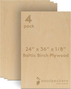 Baltic Birch Plywood 24 x 36 x 1/8 Inch - 3 mm Craft Wood by Woodpeckers
