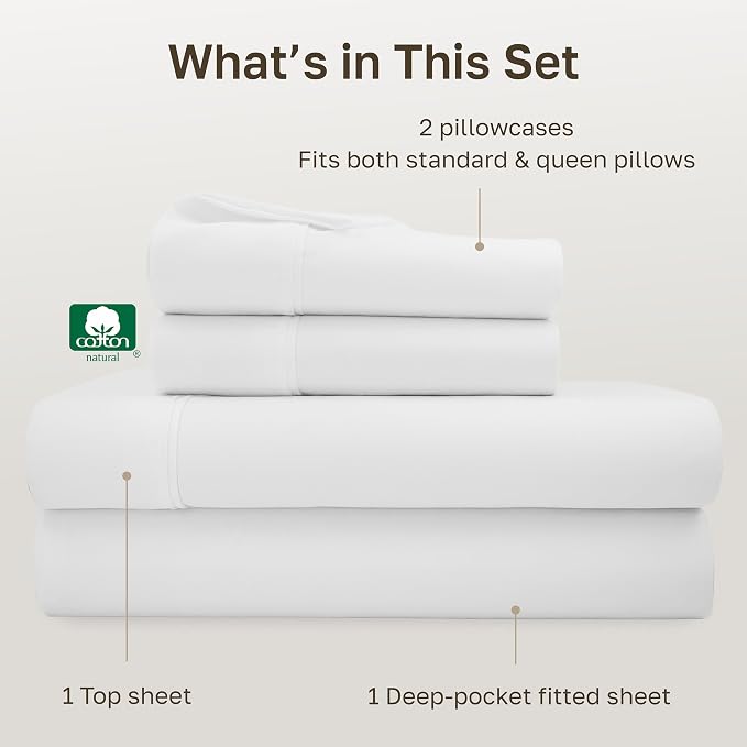 California Design Den Soft 100% Cotton Queen Size Bed Sheets Set, 400 TC Good - Image 4