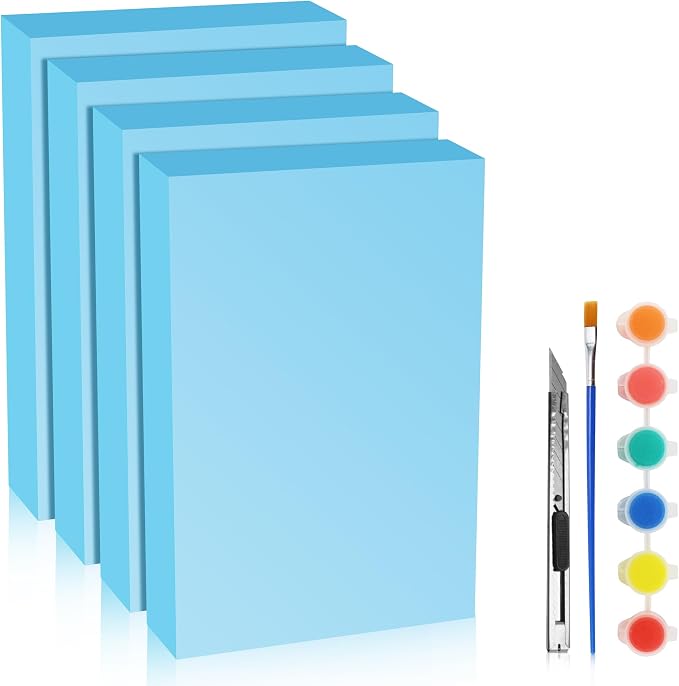 LuckyFoam Blue 4 Pack 12x7.5x2 inch Foam Sheets 2 Inch | Polystyrene Rectangles by LuckyFoam