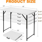 4ft Folding Table, Portable Fold-in-Half Adjustable Height Utility Table - Image 2