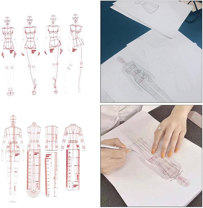 DYNWAVE 8 Pcs French Curve Template Ruler Set, Sewing Humanoid Patterns Design - Image 5
