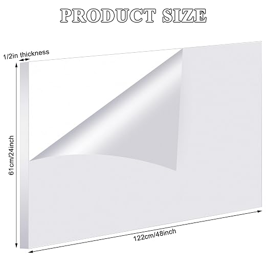 Roowest 1 Pcs 24 x 48 Inch, 1/2 Inch Thick Clear Acrylic Sheets Plastic - Image 2