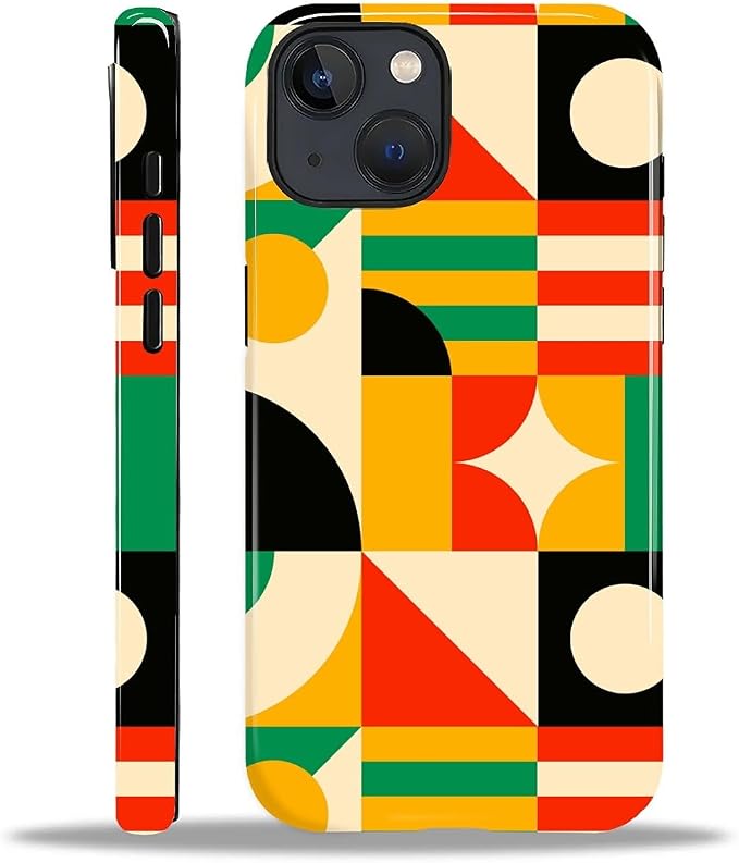 ZHEGAILIAN Case for iPhone 13 14, Geometric Colors Durable Shockproof Silicone by Home
