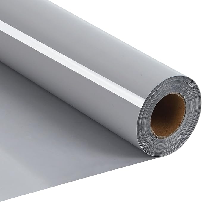 RENLITONG Grey Iron on Vinyl 12Inch by 20ft Roll Heat Transfer Vinyl by RENLITONG
