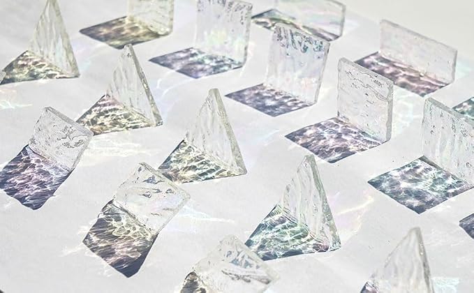 Iridescent Textured Cathedral Glass Mosaic Tiles, 200g Transparent Stained - Image 2