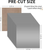 HTVRONT Silver HTV Heat Transfer Vinyl: 24 Pack 12"x12" Iron on Vinyl Sheet | - Image 6