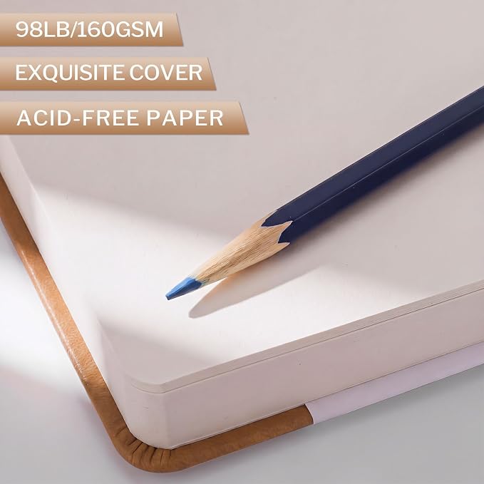 Sketch Book 5 x 5 Inch Small Blank Drawing Pad Brown Cover Portable Square - Image 3