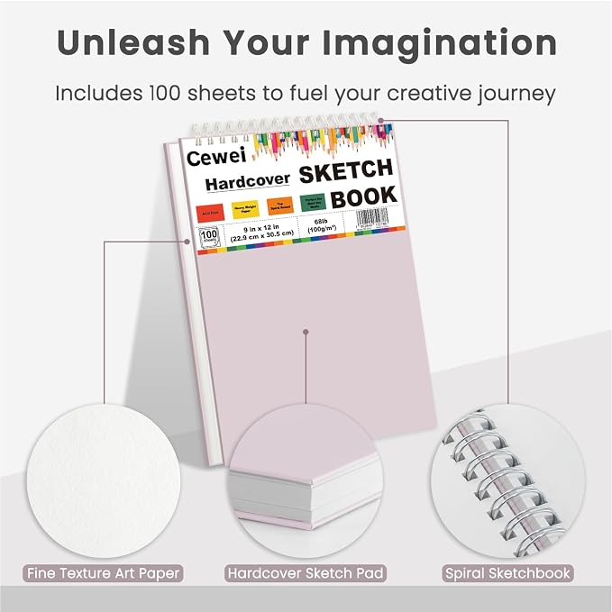 Cute Sketch Book for Kids Ages 8-12 Girls, 1 Pack-100 Sheets Purple Sketch Book - Image 4