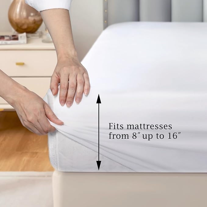 FreshCulture Pure Cotton Fitted Sheets California King Size, 300 Thread Count - Image 3