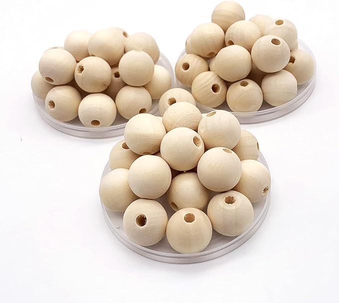 100pcs 18mm Wood Beads DIY Unfinished Round Wooden Loose Beads Natural Spacer - Image 2