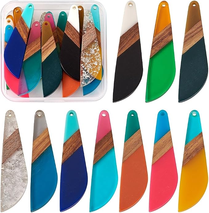 FASHEWELRY 20Pcs Wood Resin Charms Knife Shape Gothic Charms Halloween Wooden by FASHEWELRY