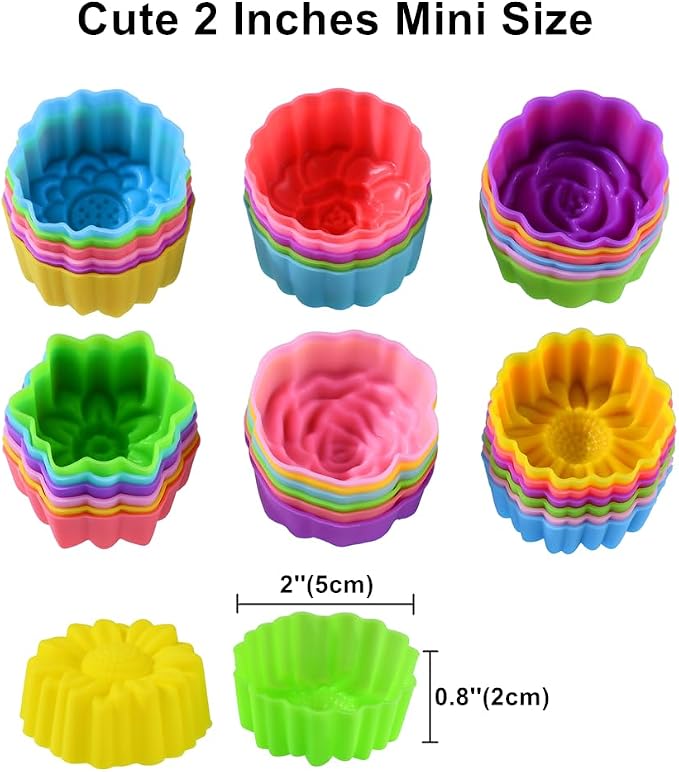 Reusable Silicone Baking Cups, 2 Inch Mini Size Silicone Cupcake Liners - Image 3