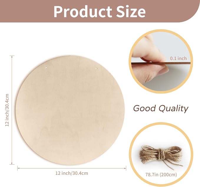 12 Inch Unfinished Wood Circles - Image 2