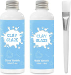 EIGTWEN 2 x 100ml Air Dry Clay Glaze, Gloss & Matte Finish, Prevents Cracking by EIGTWEN