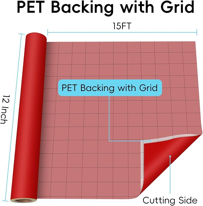 Aoder Permanent Adhesive Vinyl Roll 12" × 15FT, Matte Red | Sticker Vinyl - Image 3