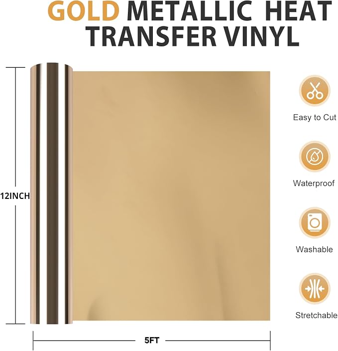 HTVRONT Gold Chrome Heat Transfer Vinyl - Image 4