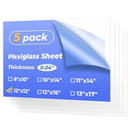 12×12" Plexiglass Sheets 5 Pack, 1mm Thick Transparent Acrylic Sheets, Cuttable by Unknown