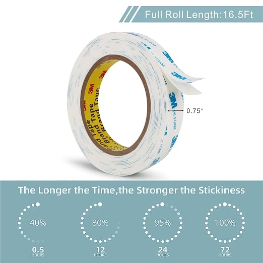 3M Double Sided Tape 0.75"×16.5Ft 2 Pack PE Foam Tape Removable | Adhesive Tape - Image 3