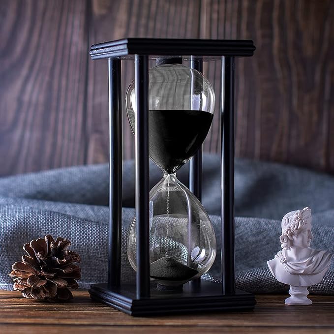 BELLAWARE Hourglass Timer with Black Sand, 30 Minute Wooden Sand Timer | by BELLAWARE