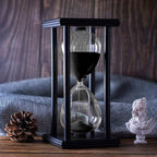 BELLAWARE Hourglass Timer with Black Sand, 60 Minute Wooden Sand Timer | by BELLAWARE