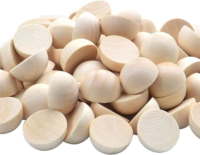 100pcs Half Wood Balls 1 Inch Diameter Unfinished Natural Mini Half Ball Split by hesmartly