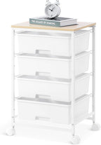 SYKIARIOL Utility Cart with 4 Drawers, 4-Tier Rolling Storage Cart Organizer by SYKIARIOL