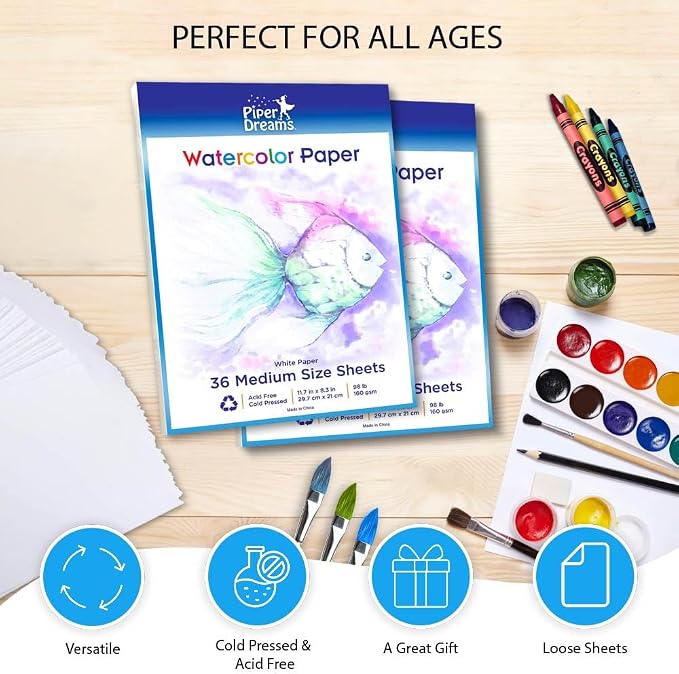 1 Pack - Total of 36 Sheets of Watercolor Paper - Heavy Stock, Loose White - Image 3