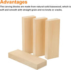 MECCANIXITY 4Pcs Basswood Carving Block, 0.8"x2"x6" Square Wooden Dowels Blocks - Image 3