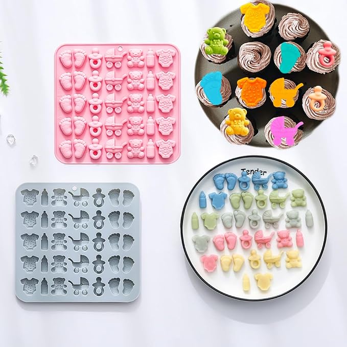 2 Pack Baby Shower Molds Silicone, 35 Cavity Baby Feet Molds - Image 9