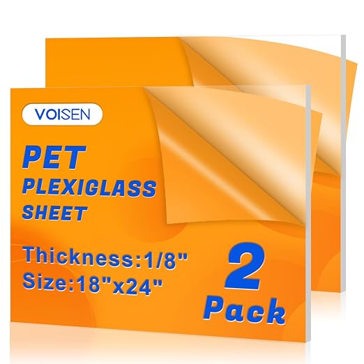 VOISEN 2 Pack Plexiglass Sheets 1/8 Inch Thick, Display Cases, Sneeze Guard by VOISEN