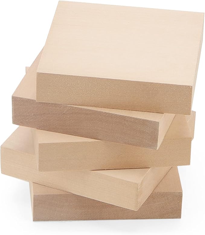 LEXININ 20 PCS 4 x 4 x 1 Inch Square Wood Carving Blocks, Unfinished Basswood - Image 6