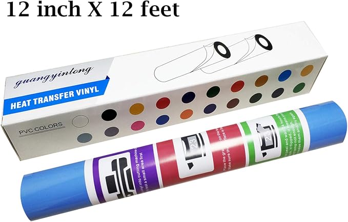 guangyintong Heat Transfer Vinyl Sky Blue HTV Rolls, Matte Surface PVC Material - Image 2