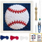 INFUNLY Baseball Punch Needle Embroidery Kit 9.4 Inch Square Punch Needle Craft by INFUNLY